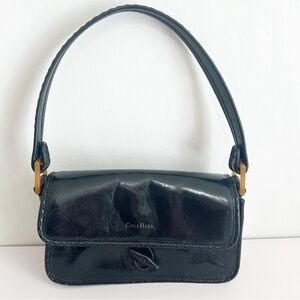 Cole Haan Black Leather Shoulder Bag with Tortoise Detail